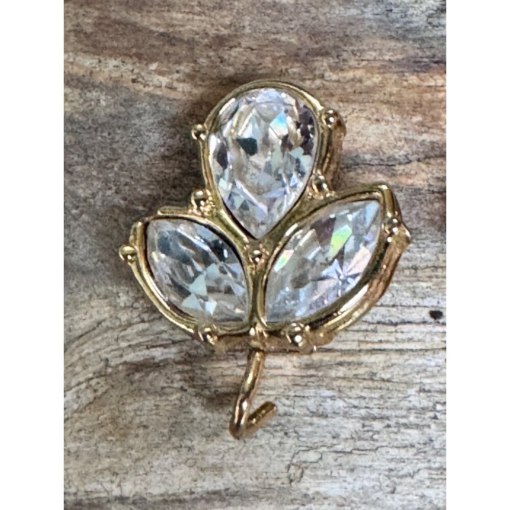 Swarovski Gold Tone Crystal Leaf Clip On Earrings Elegant Jewelry Vintage - Picture 4 of 8